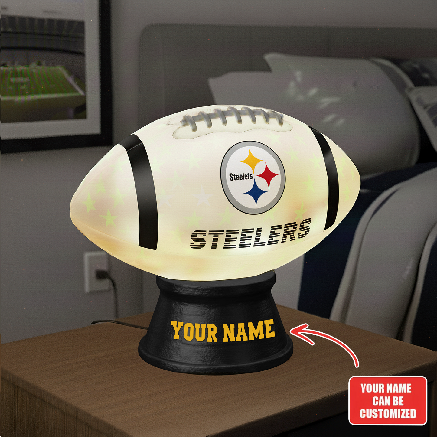 Premium NFL PIT Football Night Light Custom Name V2 NMD TTV