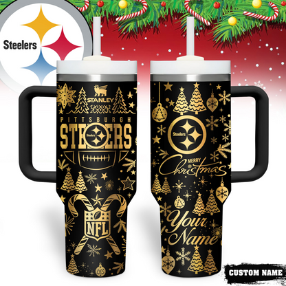 Premium NFL PIT Holiday Gold Tumbler V1 NMD TTV