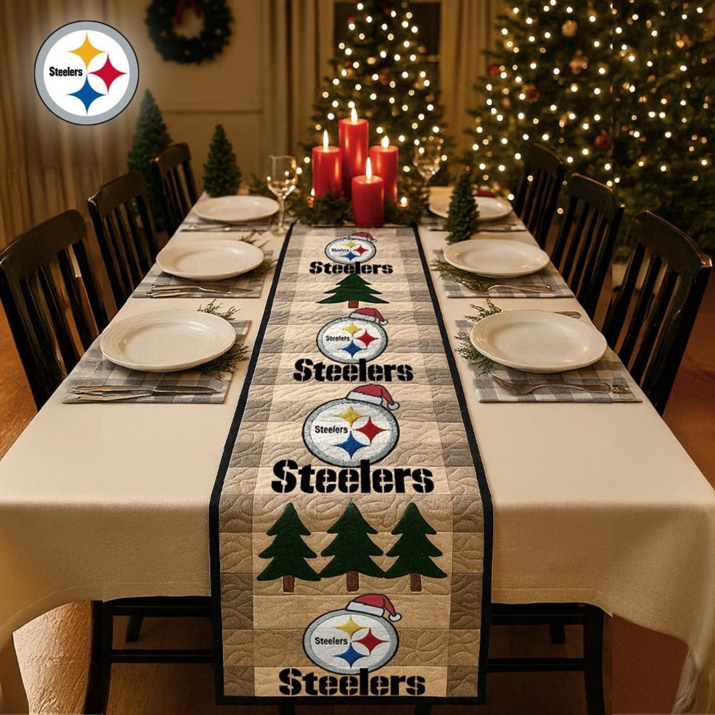 Premium NFL PIT Quilted Christmas Table Runner V1 NMD NHM