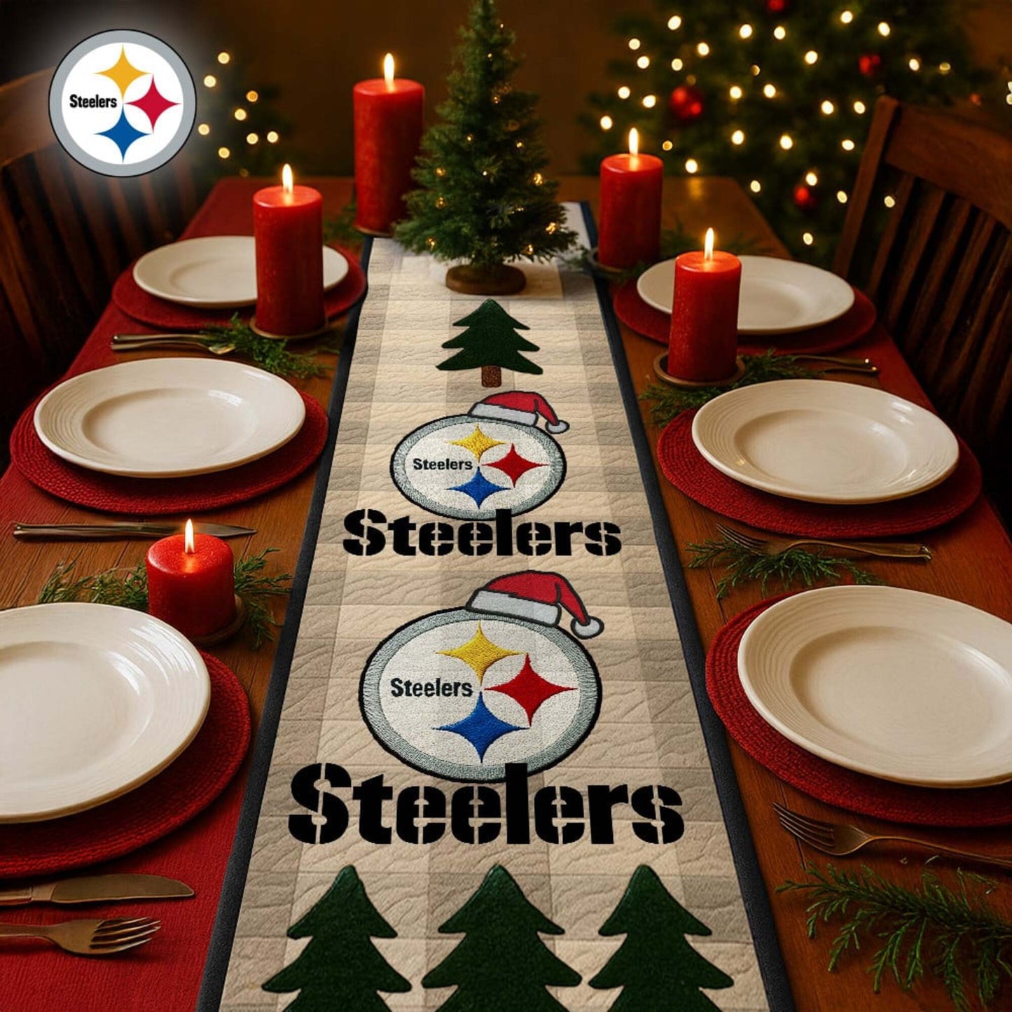 Premium NFL PIT Quilted Christmas Table Runner V1 NMD NHM