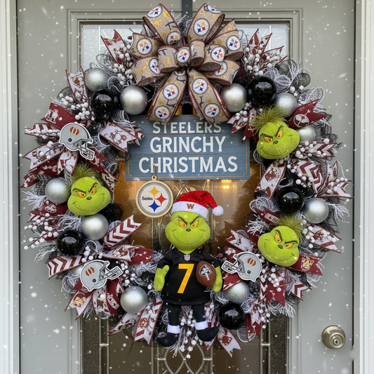Premium NFL PIT x Grinch Holiday Door Wreath V1 NMD TTV