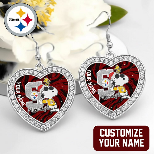 Premium NFL PIT x SNP Custom Heart Earrings V1 NMD TTV