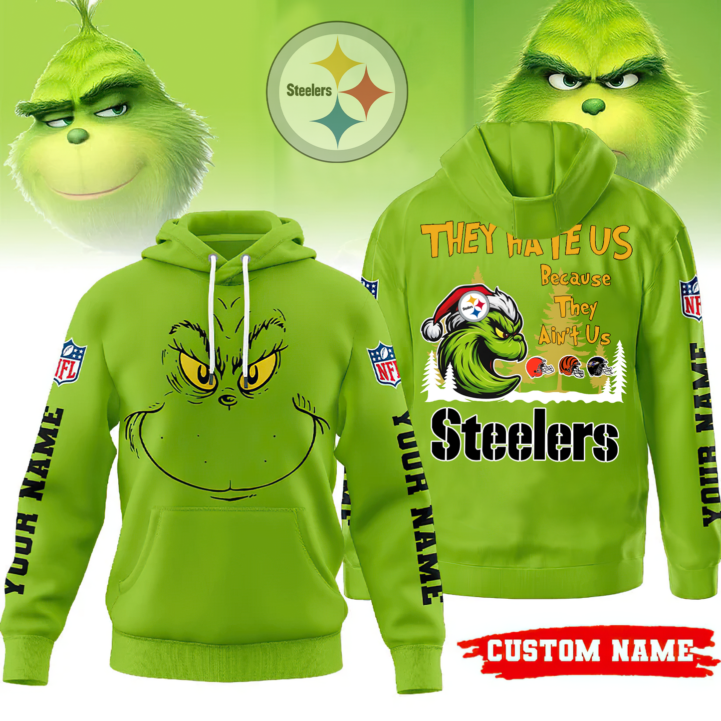 Premium NFL PIT x The Grinch Hoodie V2 NMD TTV