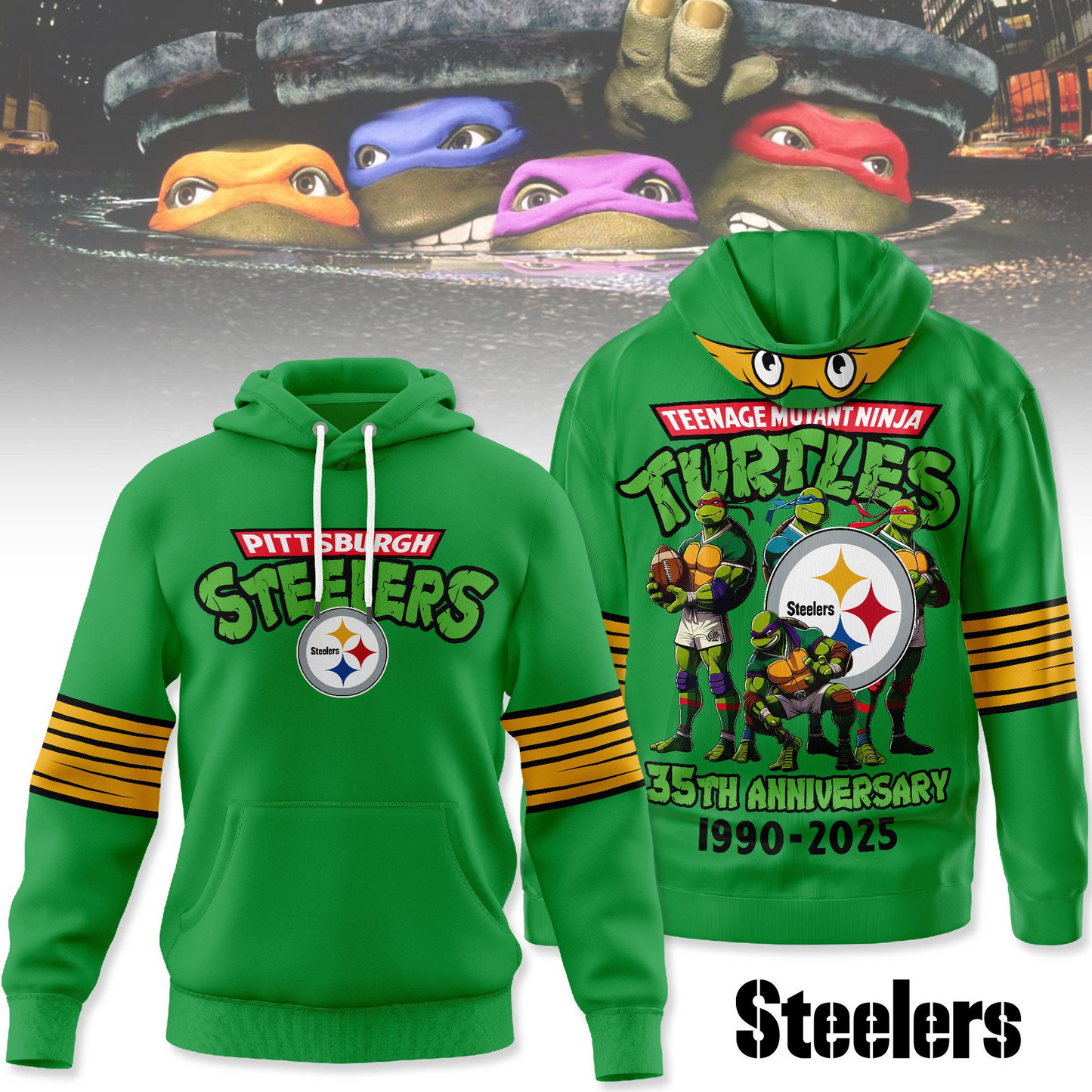 Premium NFL PIT x TMNT 35th Anniversary Hoodie V1 NMD TTV