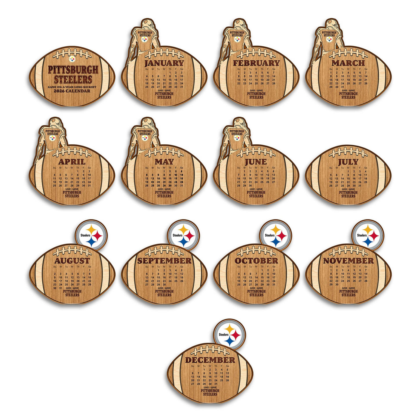 Premium NFL PITFootball Shaped 2026 Calendar V1 NMD TTV
