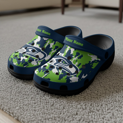 Premium NFL SEA Camo CLogs V1 NMD TTV