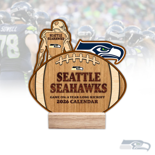Premium NFL SEA Football Shaped 2026 Calendar V1 NMD TTV