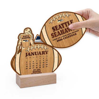 Premium NFL SEA Football Shaped 2026 Calendar V1 NMD TTV