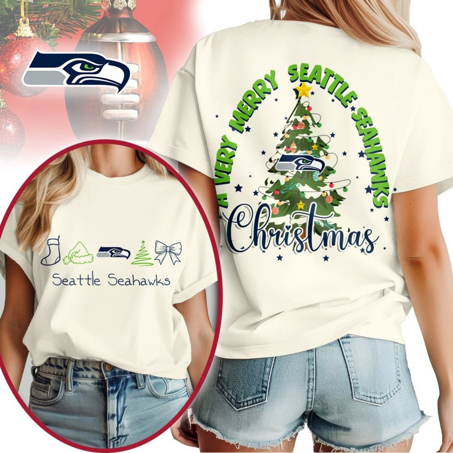Premium NFL SEA Merry Christmas T-shirt V1 NMD NHM
