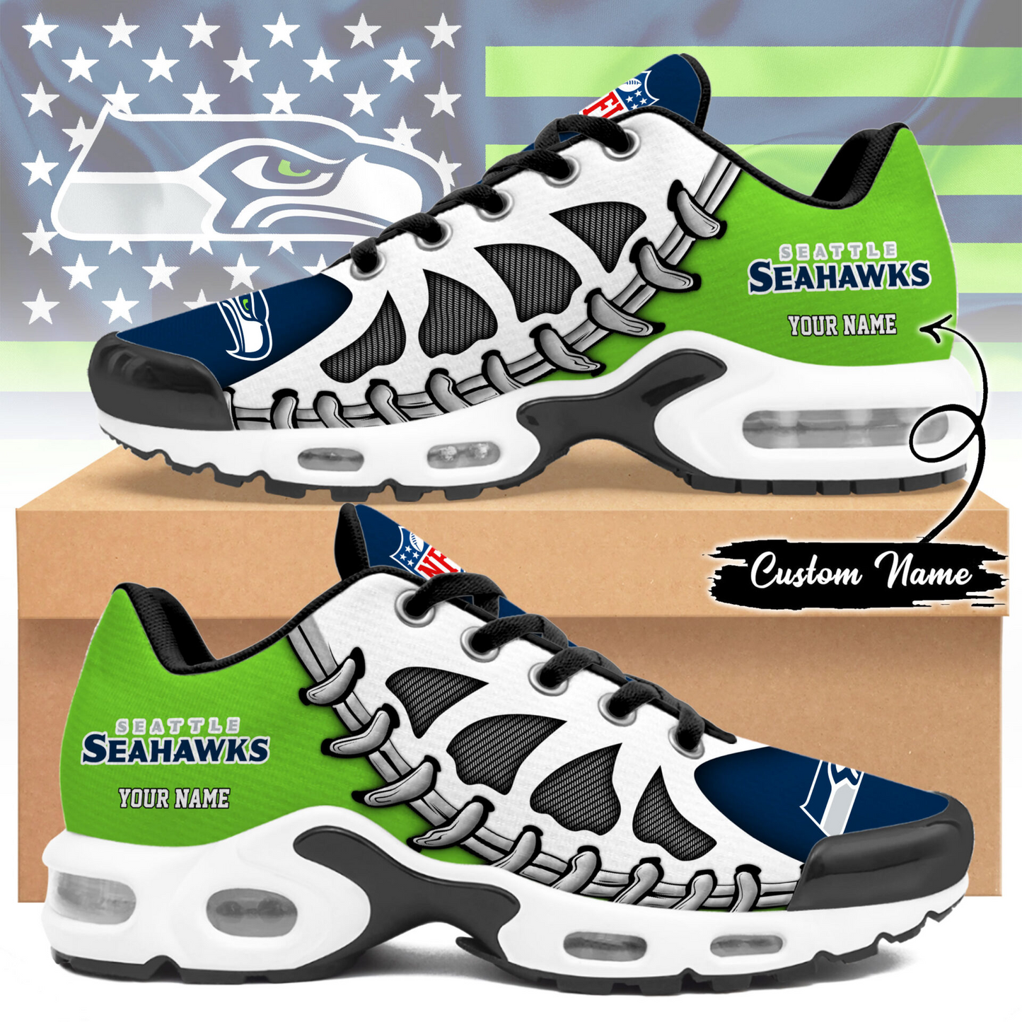 Premium NFL SEA Spine Rush Air Max Sneaker V4 NMD  TTV