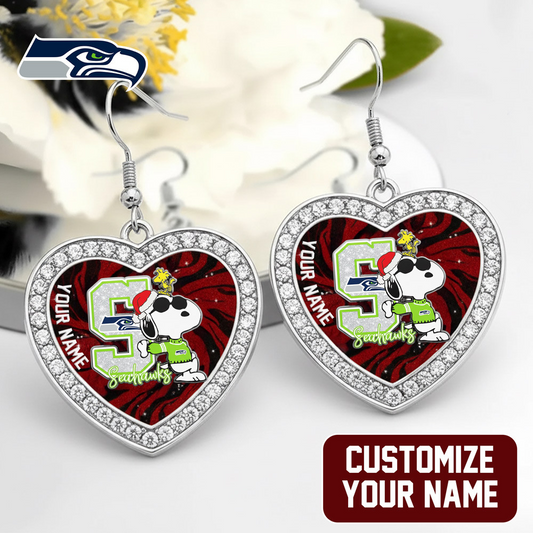 Premium NFL SEA x SNP Custom Heart Earrings V1 NMD TTV