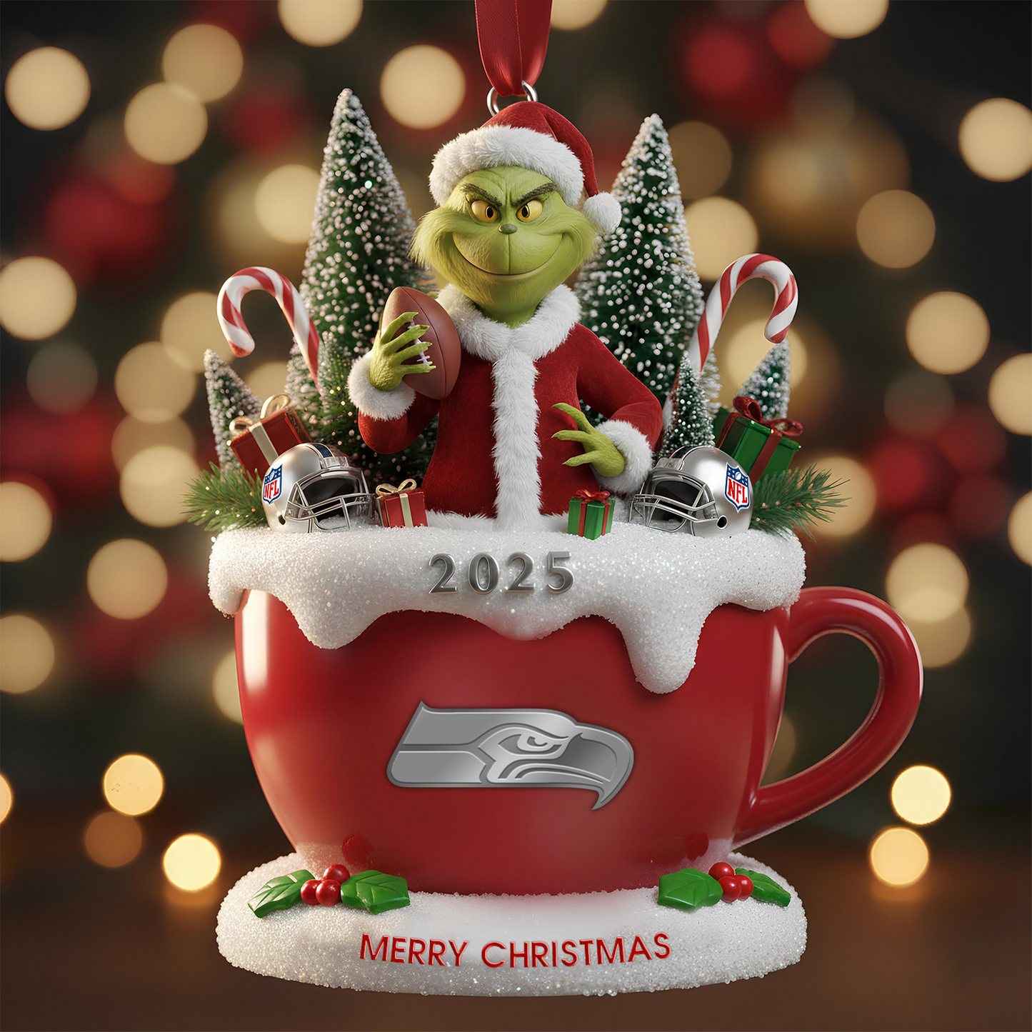 Premium NFL SEA x The Grinch Christmas Ornament V2 NMD TTV