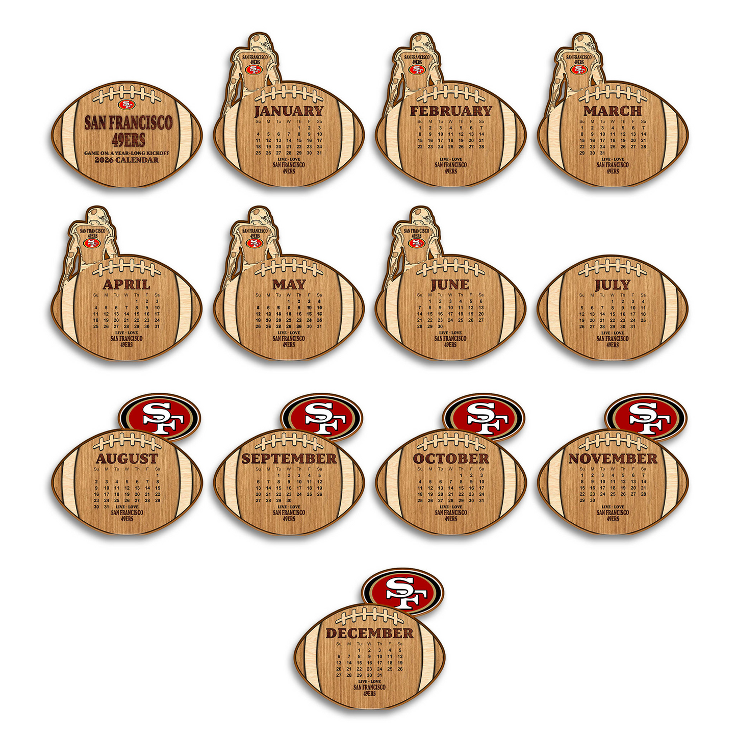 Premium NFL SF Football Shaped 2026 Calendar V1 NMD TTV
