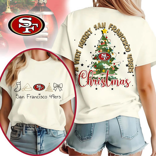 Premium NFL SF Merry Christmas T-shirt V1 NMD NHM