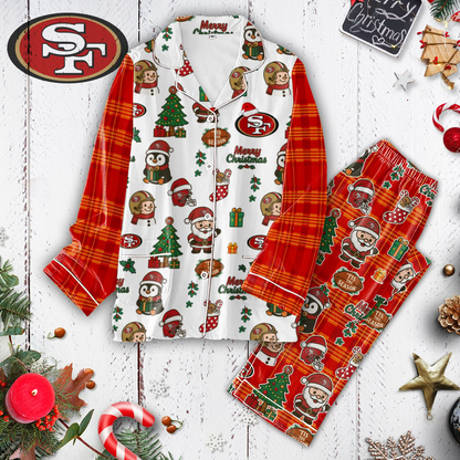 Premium NFL SF Plaid Button Pajamas Set V1 NMD 291025 TTV
