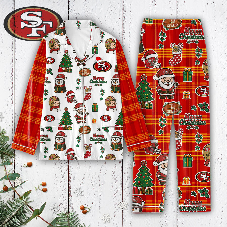Premium NFL SF Plaid Button Pajamas Set V1 NMD 291025 TTV