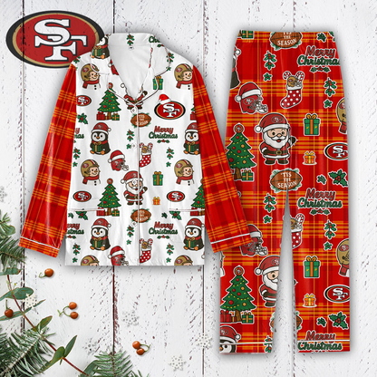 Premium NFL SF Plaid Button Pajamas Set V1 NMD 291025 TTV