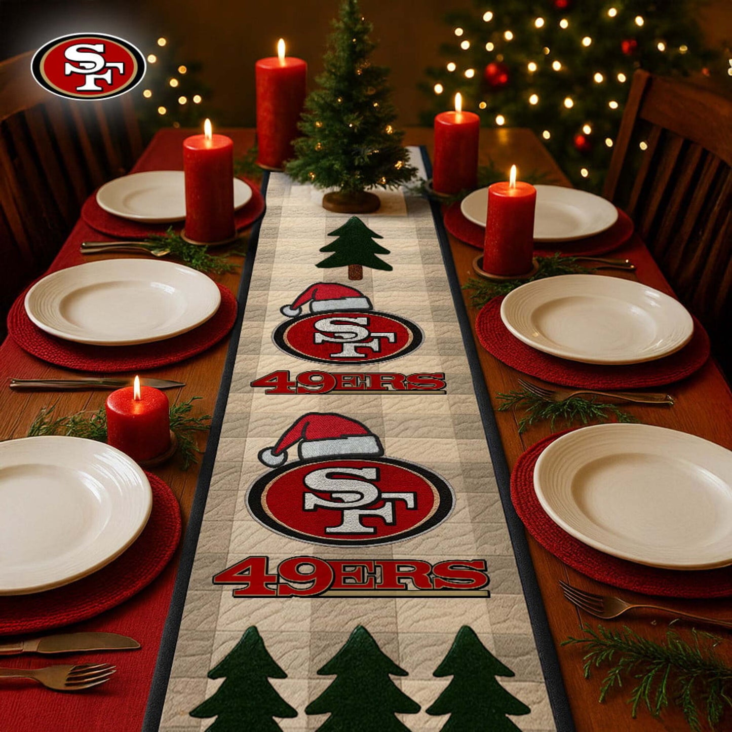 Premium NFL SF Quilted Christmas Table Runner V1 NMD NHM
