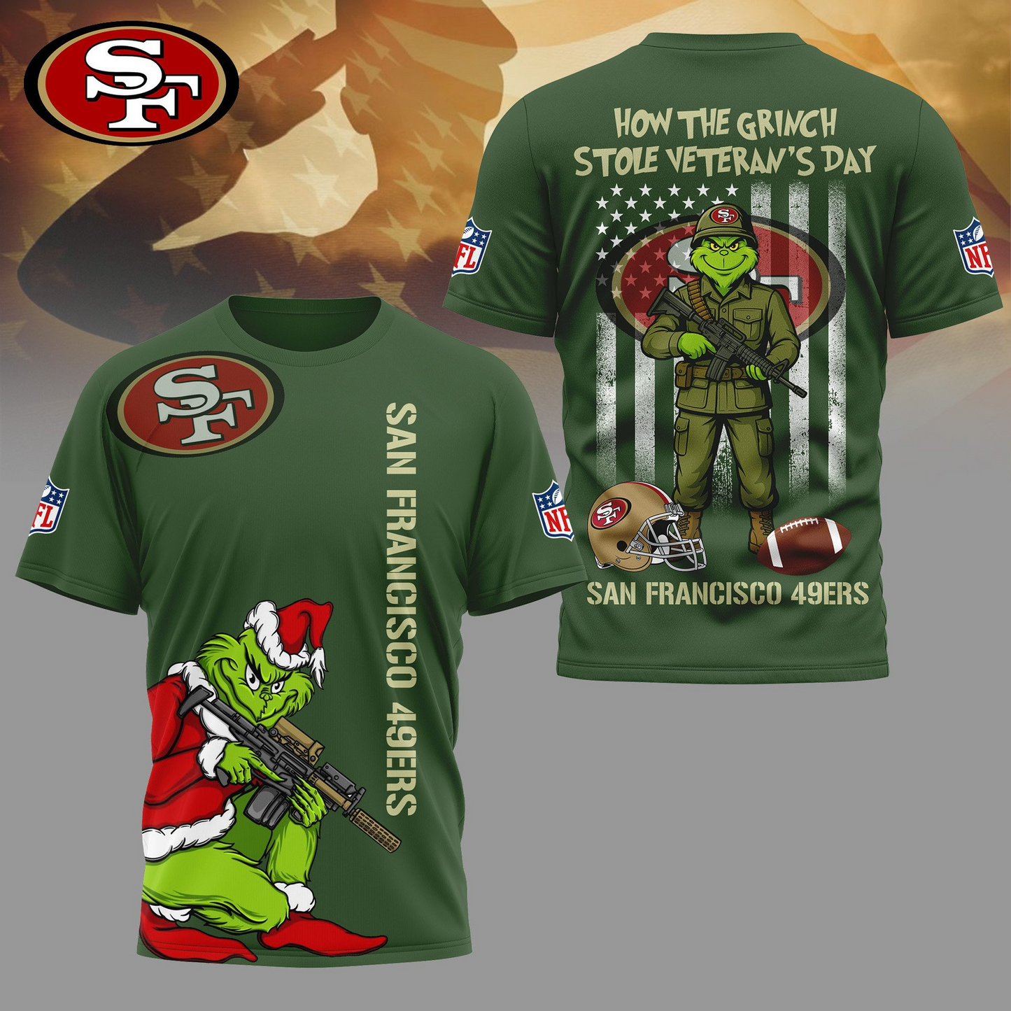 Premium NFL SF The Grinch Salute Veterans Shirt V1 NMD 311025 TTV