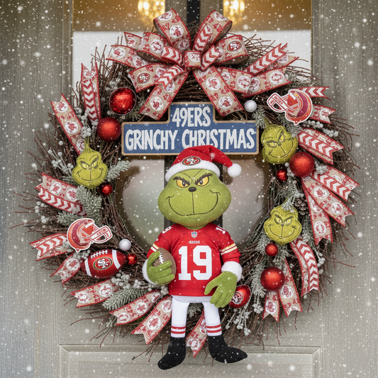 Premium NFL SF x Grinch Holiday Door Wreath V1 NMD TTV