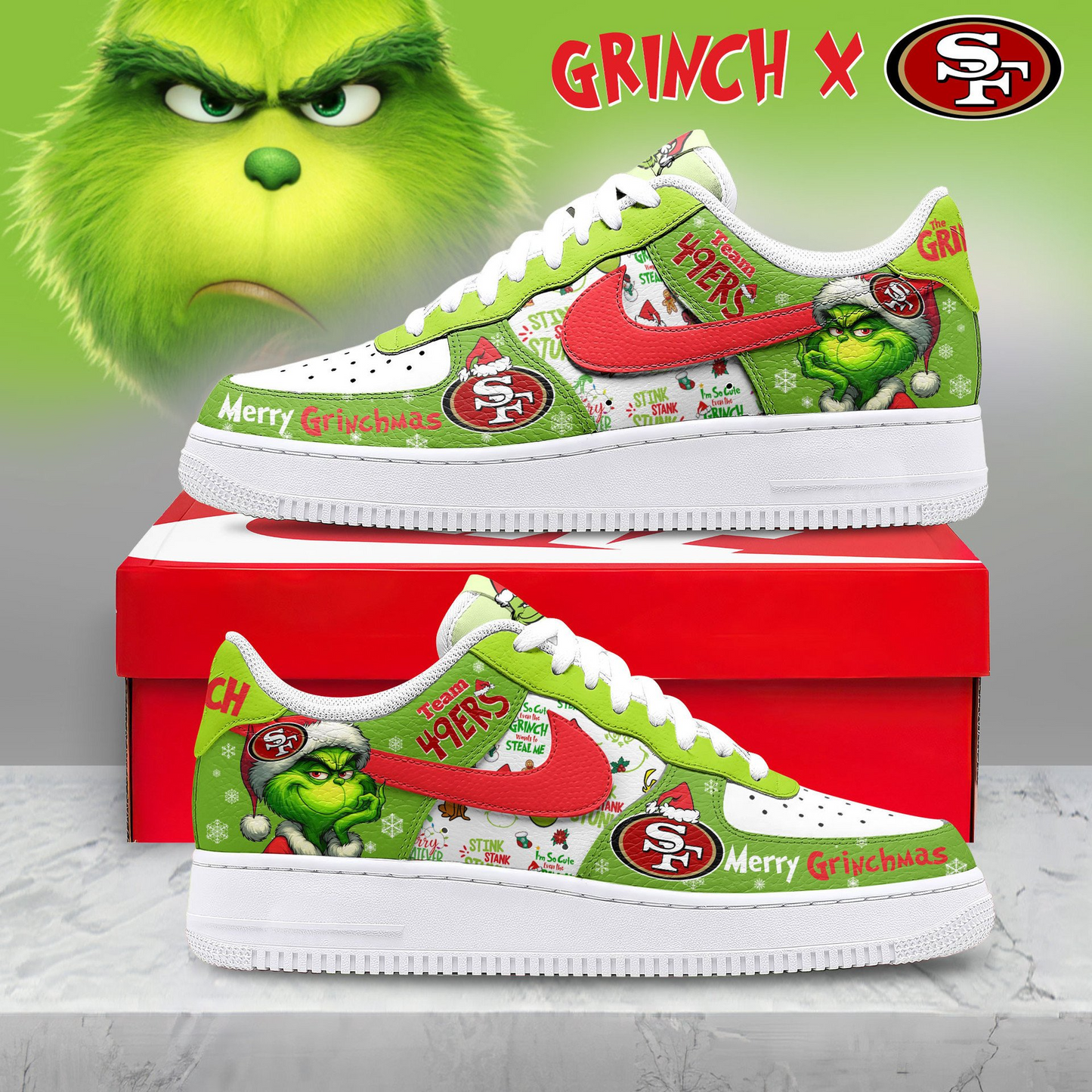 Premium NFL SF49 x The Grinch AF1 Sneaker V3 NMD NTL
