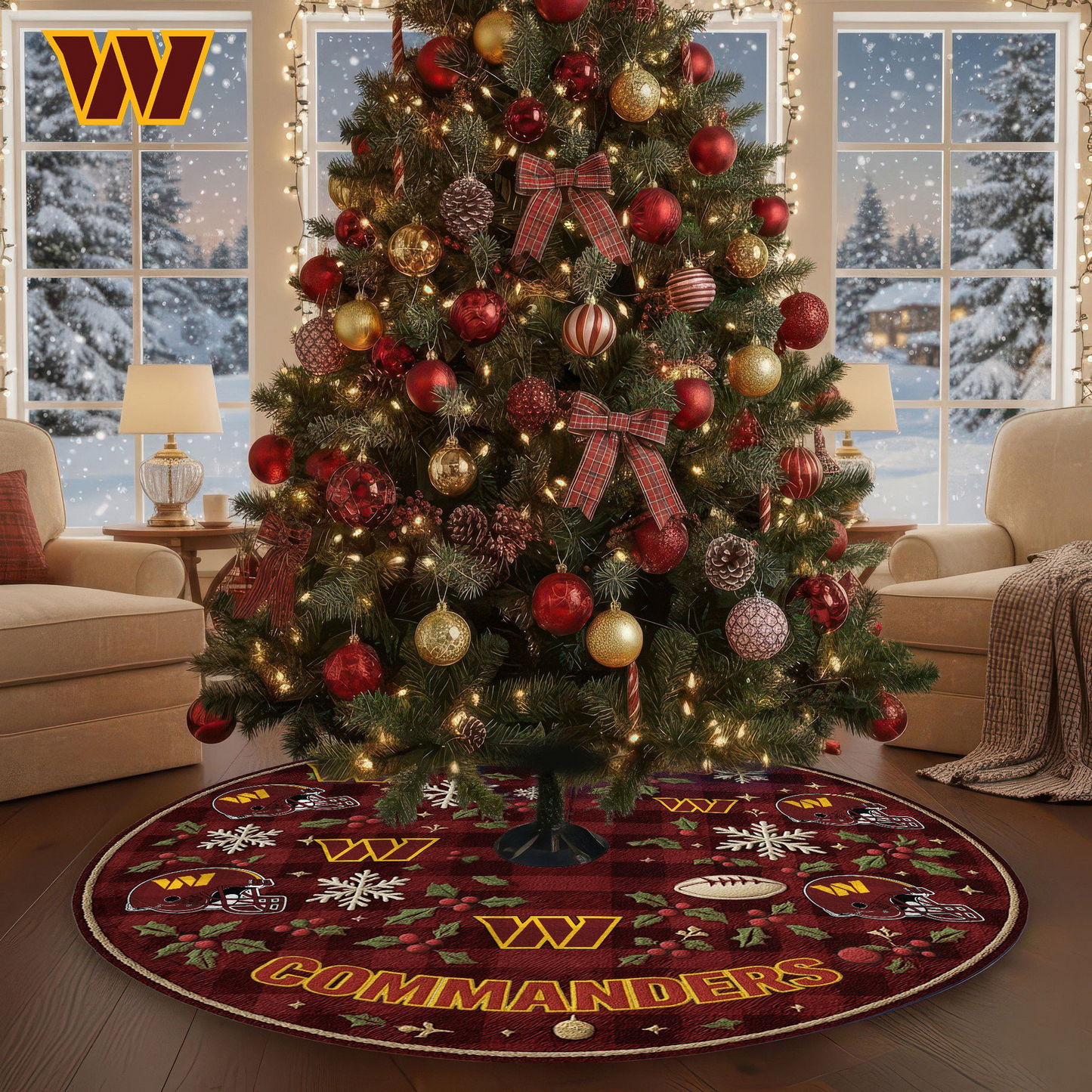 Premium NFL WAS Christmas Tree Skirt V1 NMD TTV