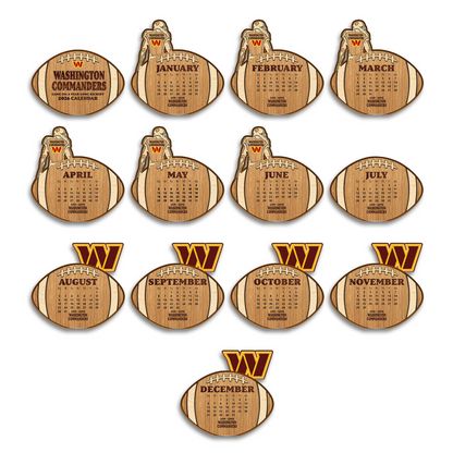 Premium NFL WAS Football Shaped 2026 Calendar V1 NMD TTV