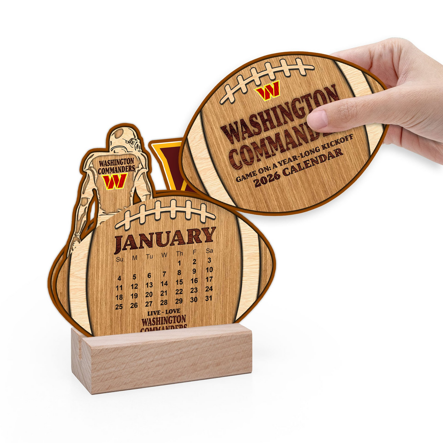 Premium NFL WAS Football Shaped 2026 Calendar V1 NMD TTV