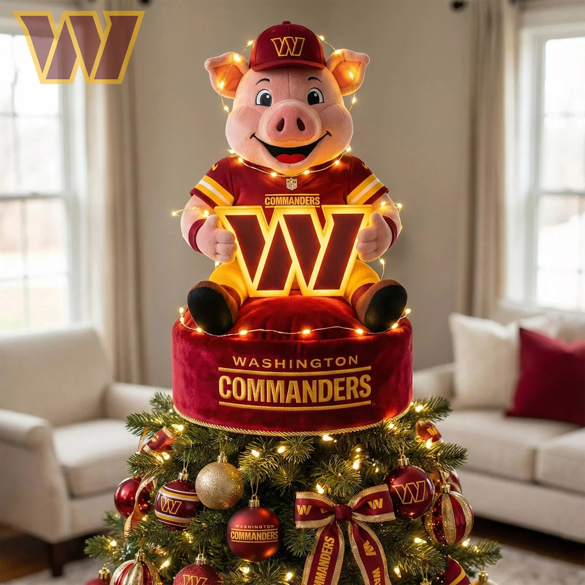 Premium NFL WAS Mascot Acrylic Christmas Tree Topper V1 NAK PTTD