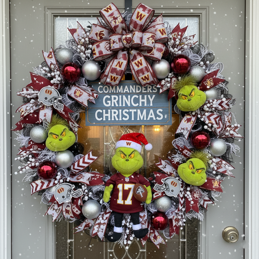Premium NFL WAS x Grinch Holiday Door Wreath V1 NMD TTV