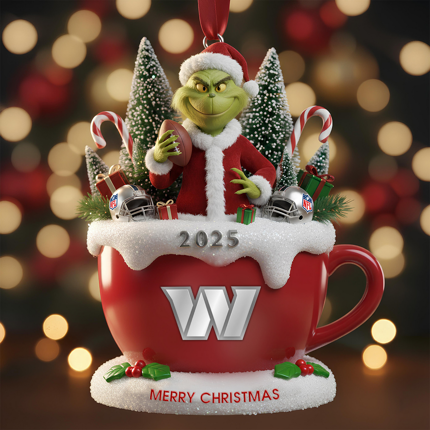 Premium NFL WAS x The Grinch Christmas Ornament V2 NMD TTV
