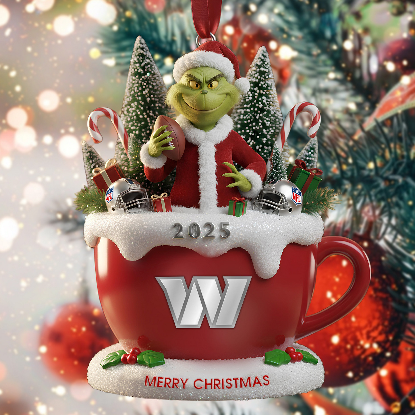 Premium NFL WAS x The Grinch Christmas Ornament V2 NMD TTV