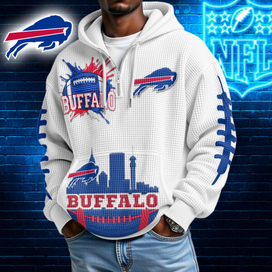 Premium NFL x BB Waffle Zipper Long Sleeve Hooded Sweatshirt V1 NAK HLPHUONG