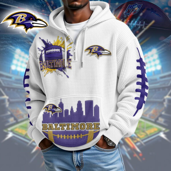Premium NFL x BR Waffle Zipper Long Sleeve Hooded Sweatshirt V1 NAK HLPHUONG