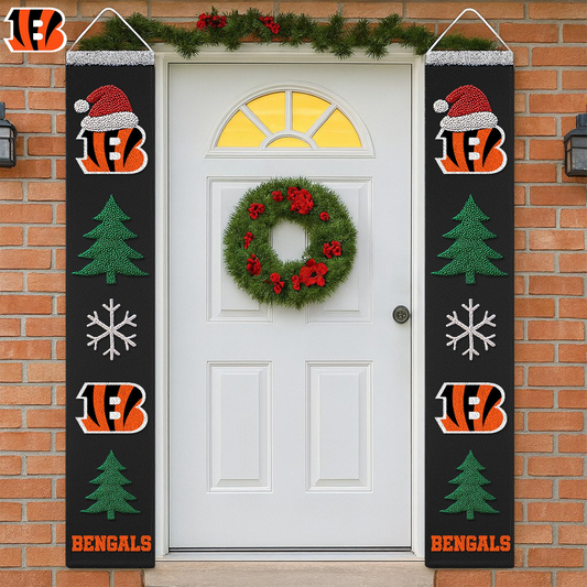 Premium NFL X CIN Christmas Merry Christmas Porch Sign NDT TDT