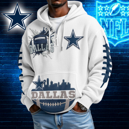 Premium NFL x DC  Waffle Zipper Long Sleeve Hooded Sweatshirt V1 NAK HLPHUONG