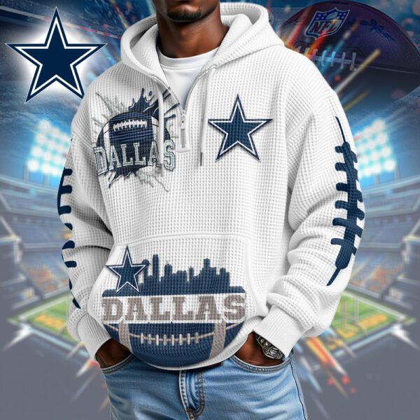 Premium NFL x DC  Waffle Zipper Long Sleeve Hooded Sweatshirt V1 NAK HLPHUONG