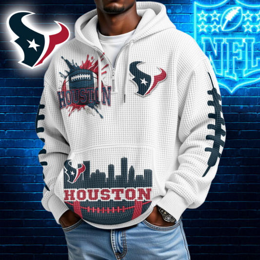 Premium NFL x HT  Waffle Zipper Long Sleeve Hooded Sweatshirt V1 NAK HLPHUONG