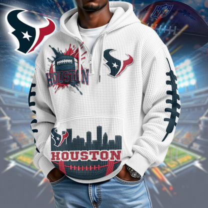 Premium NFL x HT  Waffle Zipper Long Sleeve Hooded Sweatshirt V1 NAK HLPHUONG