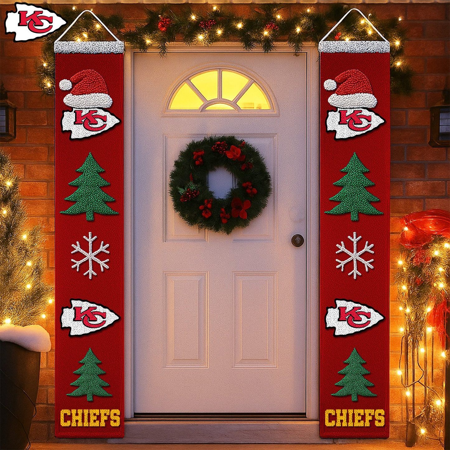 Premium NFL X KCC  Christmas Merry Christmas Porch Sign NDT TDT
