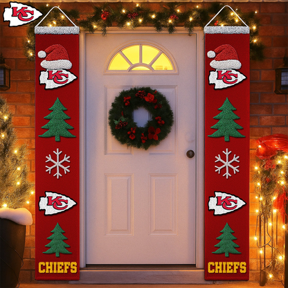 Premium NFL X KCC  Christmas Merry Christmas Porch Sign NDT TDT