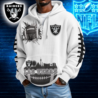 Premium NFL x LVR Waffle Zipper Long Sleeve Hooded Sweatshirt V1 NAK HLPHUONG