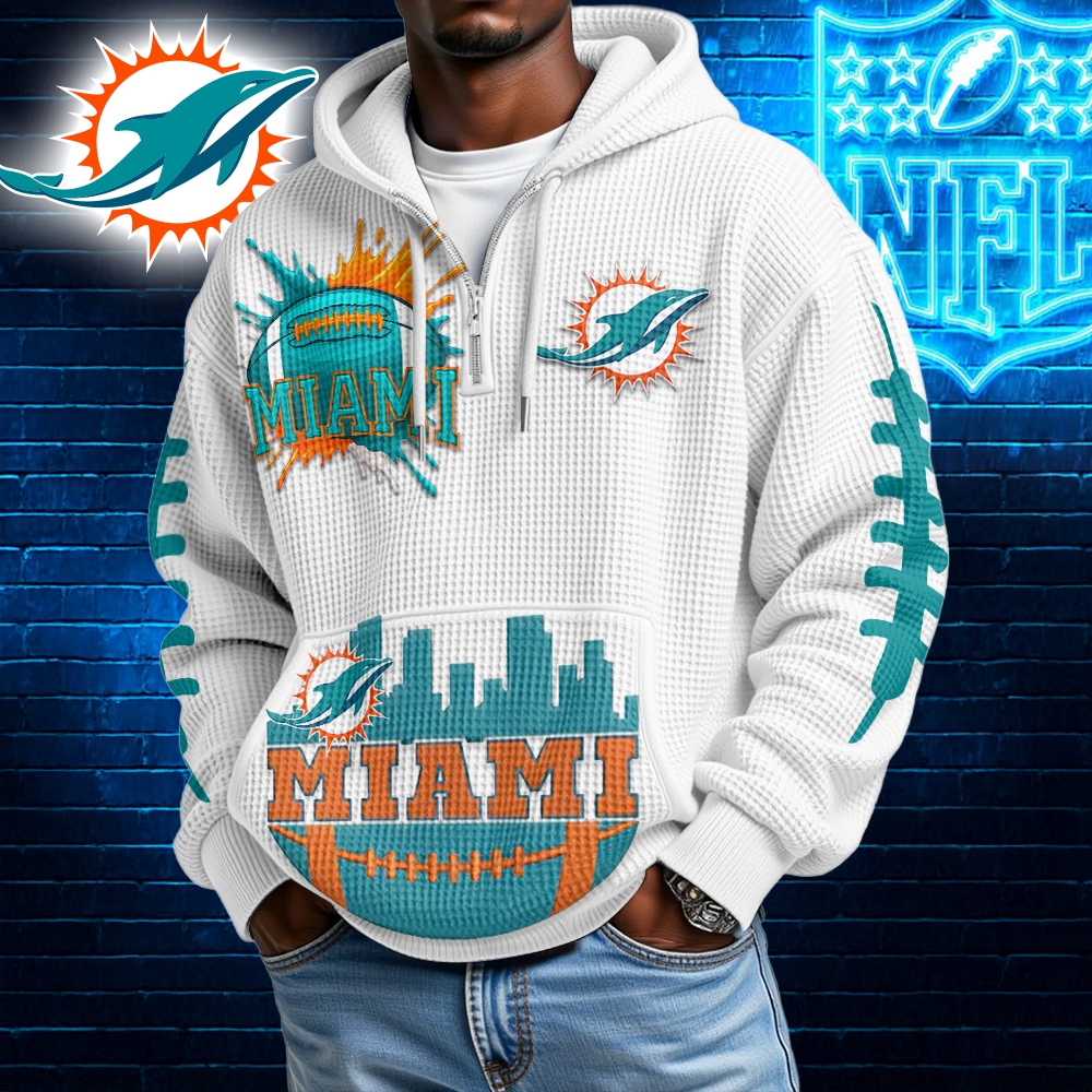 Premium NFL x MD Waffle Zipper Long Sleeve Hooded Sweatshirt V1 NAK HLPHUONG
