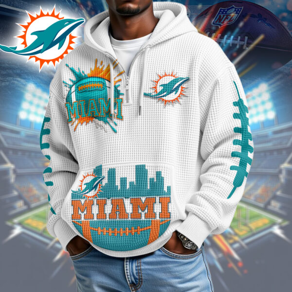 Premium NFL x MD Waffle Zipper Long Sleeve Hooded Sweatshirt V1 NAK HLPHUONG