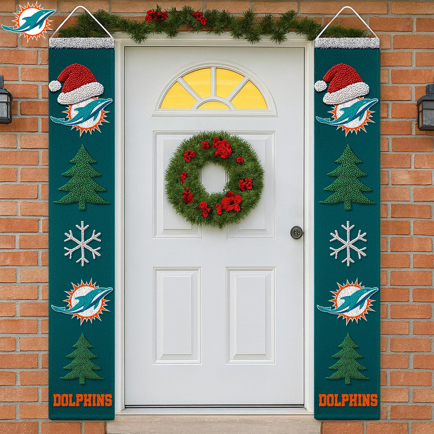 Premium NFL X MIA   Christmas Merry Christmas Porch Sign NDT TDT