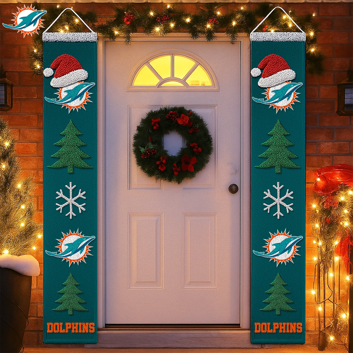 Premium NFL X MIA   Christmas Merry Christmas Porch Sign NDT TDT