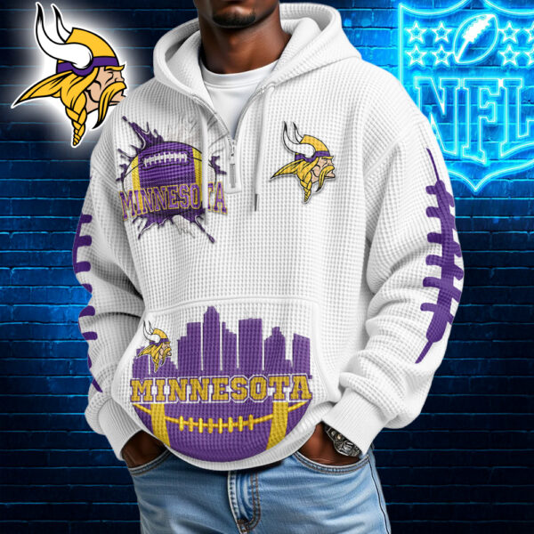 Premium NFL x MV Waffle Zipper Long Sleeve Hooded Sweatshirt V1 NAK HLPHUONG