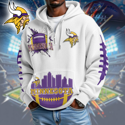 Premium NFL x MV Waffle Zipper Long Sleeve Hooded Sweatshirt V1 NAK HLPHUONG