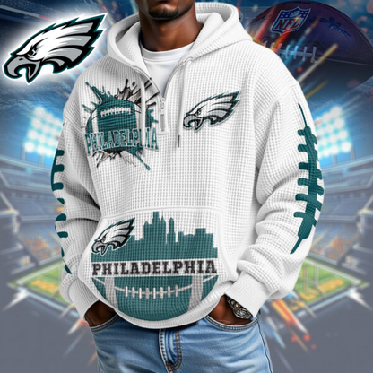 Premium NFL x PE Waffle Zipper Long Sleeve Hooded Sweatshirt V1 NAK HLPHUONG