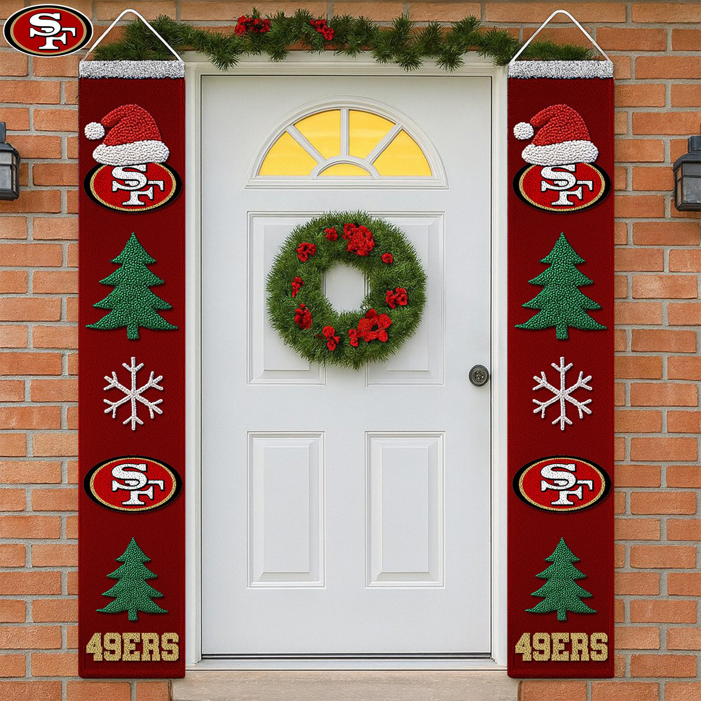 Premium NFL X SF  Christmas Merry Christmas Porch Sign NDT TDT